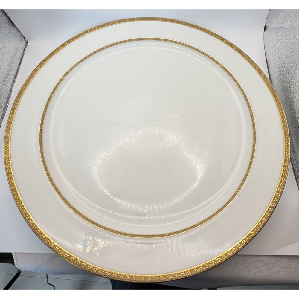 Haviland Limoges Mayenne 14" Charger Plate White Gold Encrusted Border & Verge